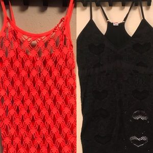 PAIR of netted layering tanks
